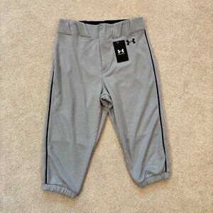 Under‎ Armour Men's Baseball Pants Gray w/ Navy Piping Size S NWT